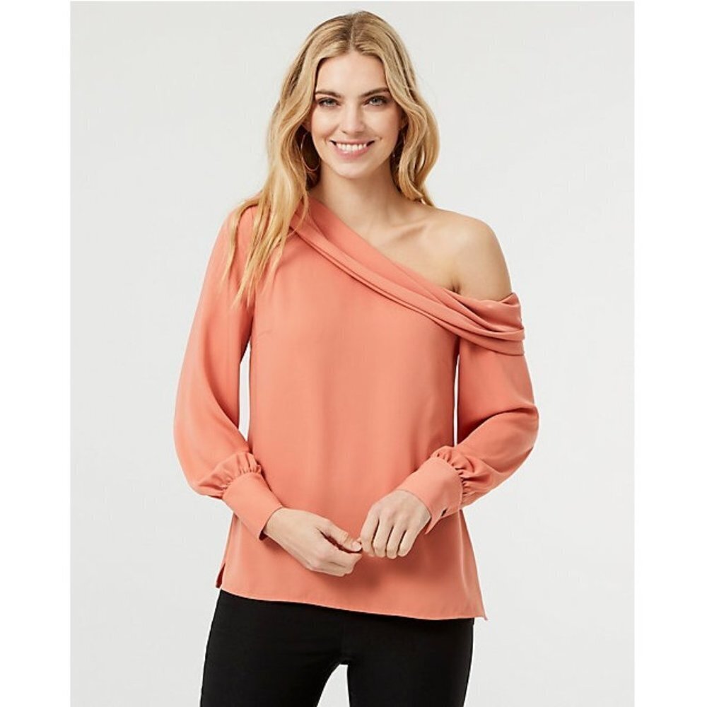 Women Le Chateau Crêpe De Chine One Shoulder Blous